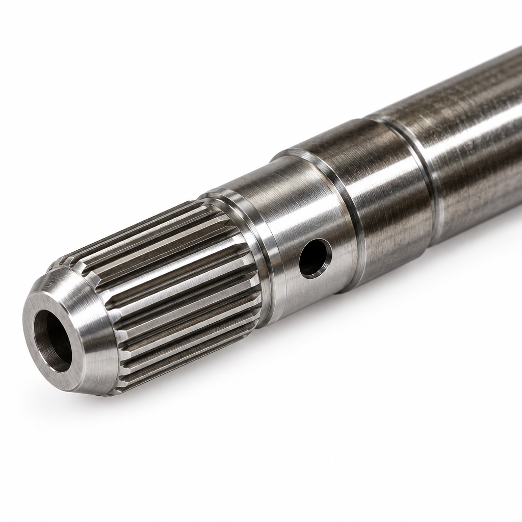 TH350 input shaft pump end — bushing journal and oil feed hole detail
