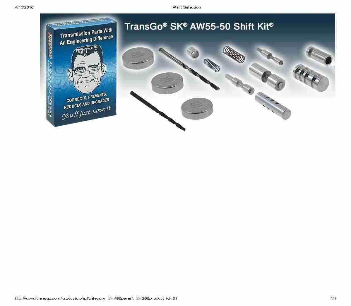 Transgo shift kit AW55-50SN, AW55-51SN SK AW55-50