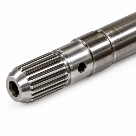 TH350 input shaft pump end — bushing journal and oil feed hole detail