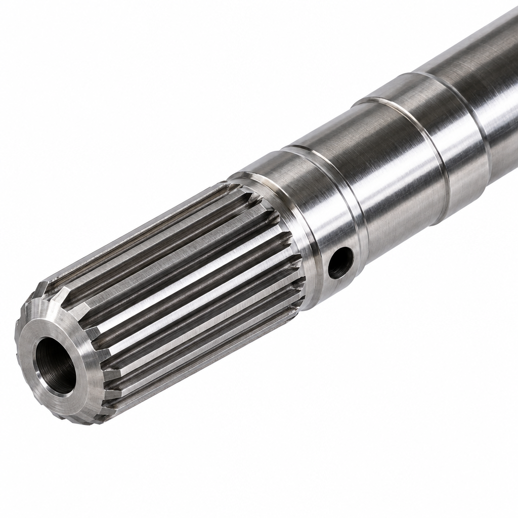 TH350 input shaft torque converter end — 13-spline detail close-up